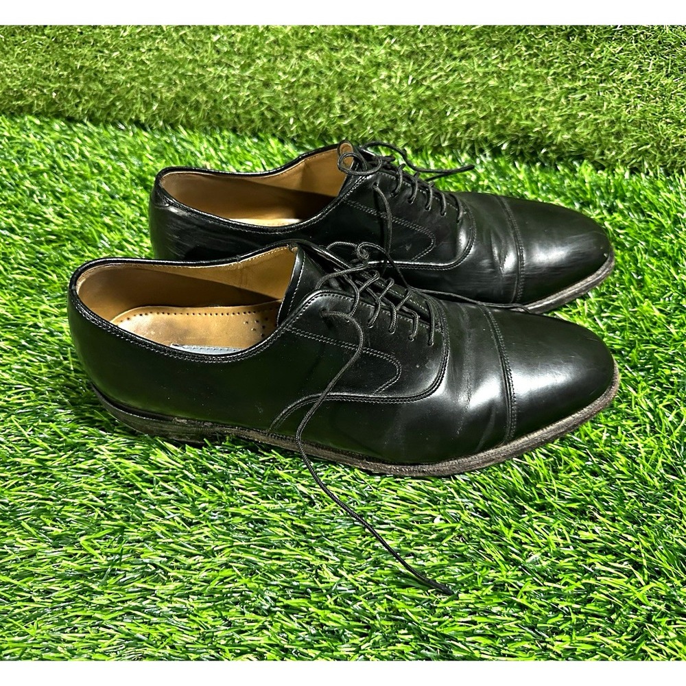 Johnston & Murphy Men's Black Leather Lace-Up Cap Toe Almond Oxford US 9 D/B